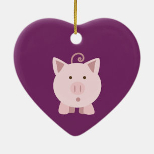 Cute Surprised Pig Ceramic Ornament