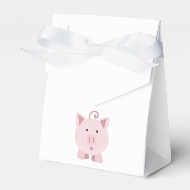 Cute Surprised Pig Favor Box (Front Side)