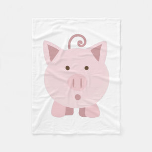 Cute Surprised Pig Fleece Blanket