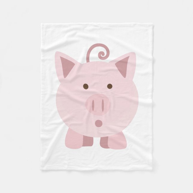 Cute Surprised Pig Fleece Blanket (Front)