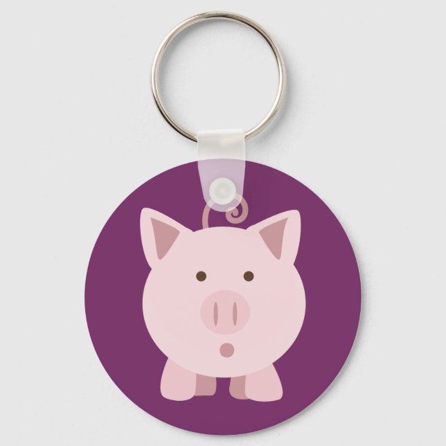 Cute Surprised Pig Keychain (Front)