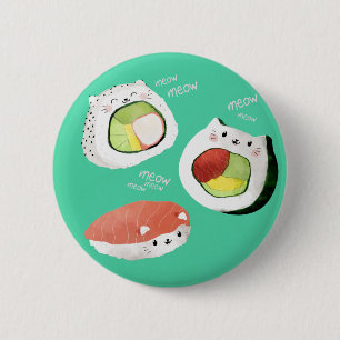 Cute Sushi Cat 2 Inch Round Button