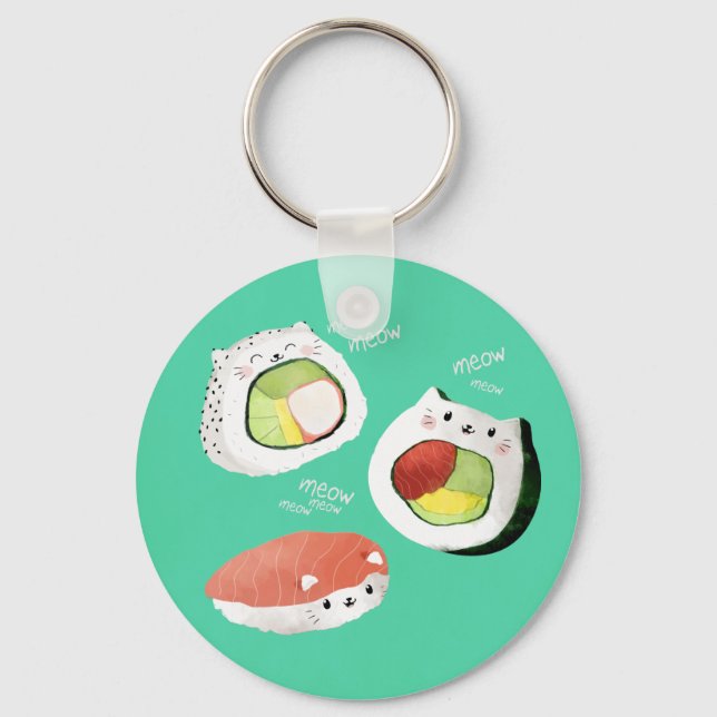 Cute Sushi Cat Keychain (Front)
