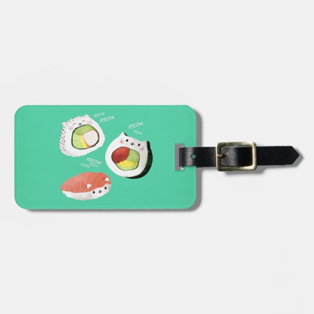 Cute Sushi Cat Luggage Tag (Front Horizontal)