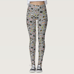Cute Sushi Characters Pattern Kawaii Fun Food Leggings