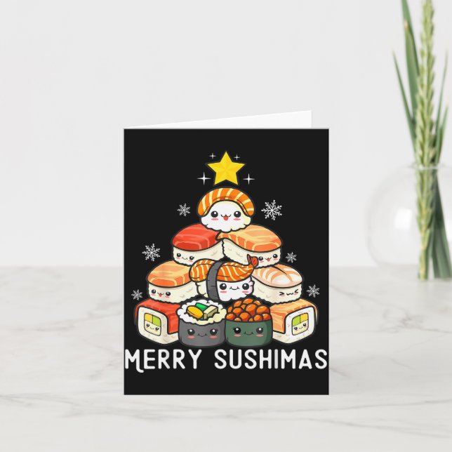 Cute Sushi Christmas Tree Fast For Food Lover Men  Card (Front)