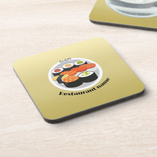 Cute Sushi Japan food gradient Personalized Name Coaster