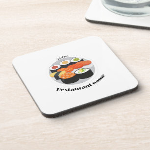 Cute Sushi Japan food minimal Personalized Name Coaster
