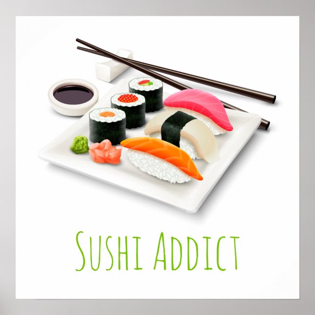 Cute sushi Japanese food Poster (Front)