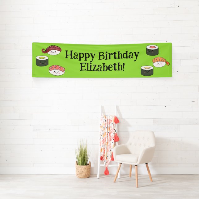 Cute Sushi Kids 1st Birthday Party Banner (Insitu)