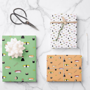 Cute Sushi Pattern   Japanese Food Illustration Wrapping Paper Sheet