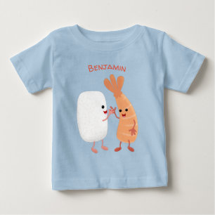 Cute sushi rice prawn friends cartoon baby T-Shirt