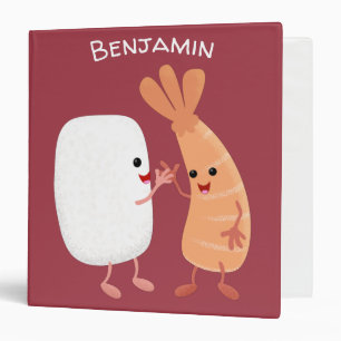 Cute sushi rice prawn friends cartoon binder