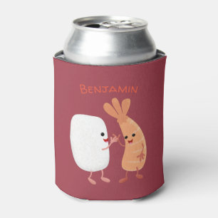Cute sushi rice prawn friends cartoon can cooler