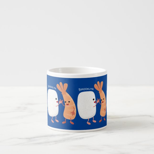 Cute sushi rice prawn friends cartoon espresso cup (Front)