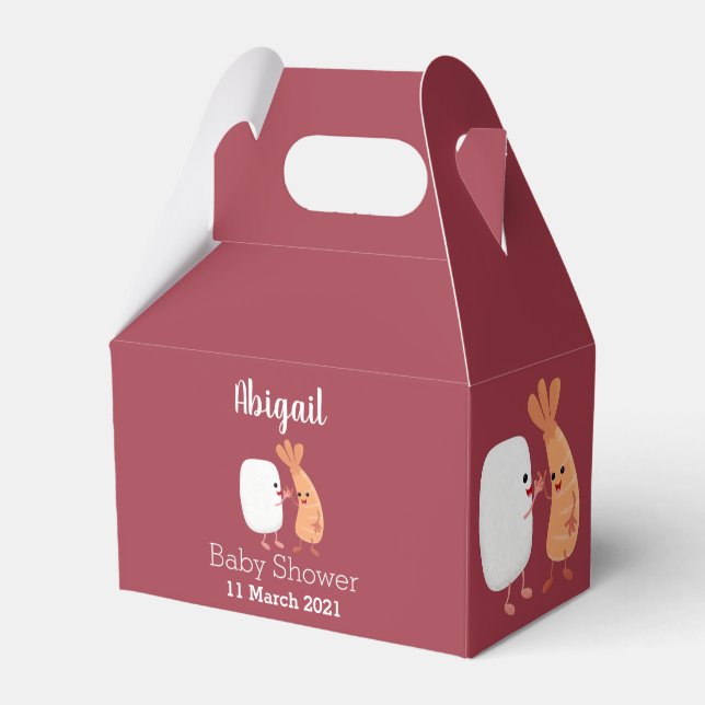 Cute sushi rice prawn friends cartoon favor box (Front Side)
