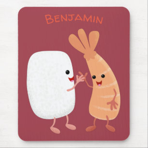 Cute sushi rice prawn friends cartoon mouse pad