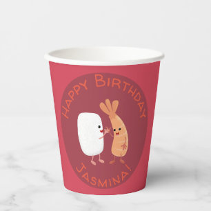 Cute sushi rice prawn friends cartoon paper cups
