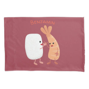 Cute sushi rice prawn friends cartoon pillowcase