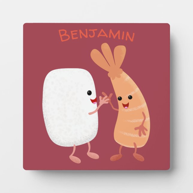 Cute sushi rice prawn friends cartoon plaque (Front)