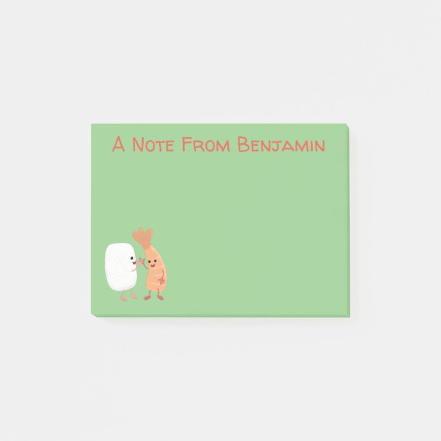 Cute sushi rice prawn friends cartoon post-it notes (Front)