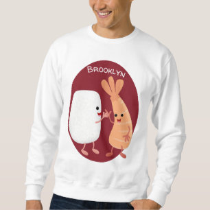 Cute sushi rice prawn friends cartoon sweatshirt