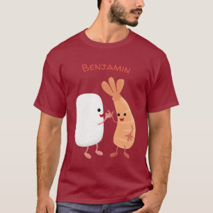 Cute sushi rice prawn friends cartoon T-Shirt