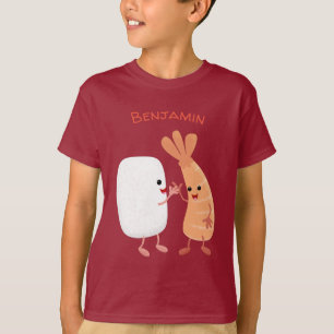 Cute sushi rice prawn friends cartoon T-Shirt