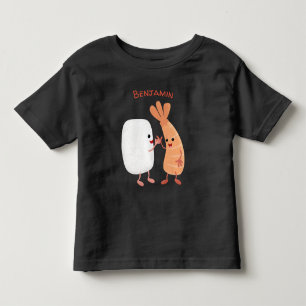 Cute sushi rice prawn friends cartoon toddler t-shirt