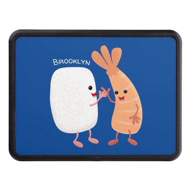 Cute sushi rice prawn friends cartoon trailer hitch cover (Front)