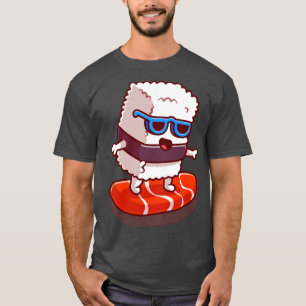 Cute Sushi Salmon Surfing Cartoon T-Shirt