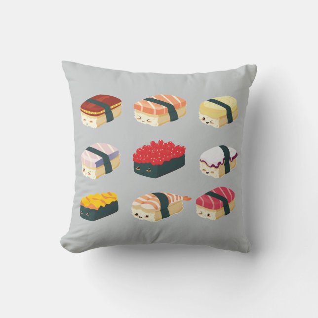 Cute Sushi Throw Pillow (Front)