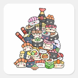 Cute Sushi Tower Square Sticker