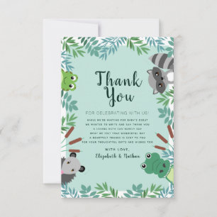 Cute Swamp Critters Baby Shower Thank You Card