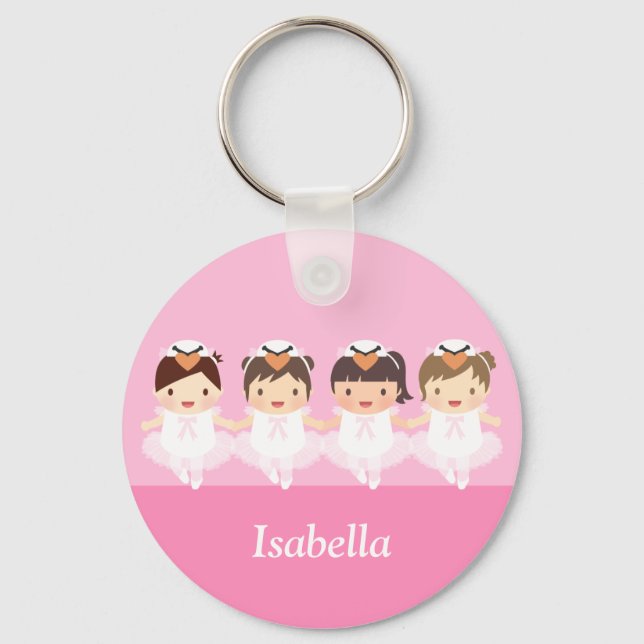 Cute Swan Ballet Ballerina For Girls Keychain (Front)
