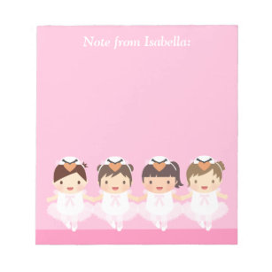 Cute Swan Ballet Ballerina For Girls Notepad