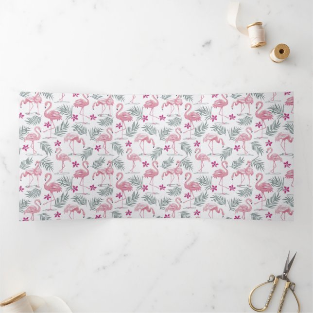 Cute Swan Birds Repeated Pattern Tri-Fold Announcement (Inside)