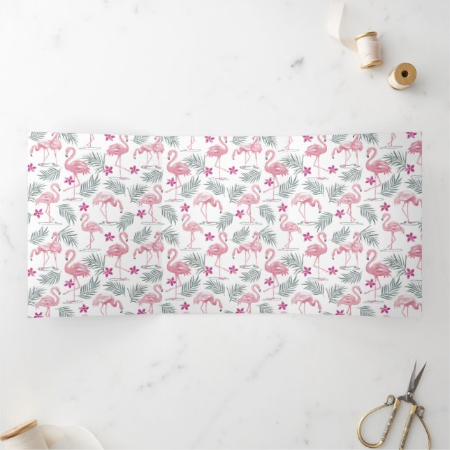 Cute Swan Birds Repeated Pattern Tri-Fold Card (Inside)