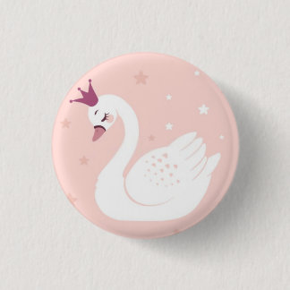 Cute swan for girl daughter children gift 1 inch round button