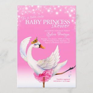 Cute swan lake pink ballet baby shower invitations