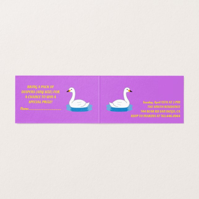 Cute Swan thème Baby shower fille (Inside Unfolded)