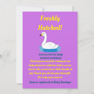 Cute Swan Theme Girl Baby Shower Invitation