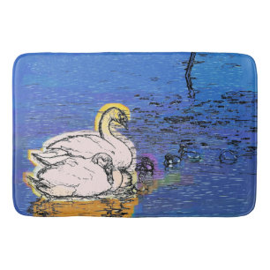 CUTE SWANS BATH MAT