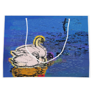 CUTE SWANS LARGE GIFT BAG