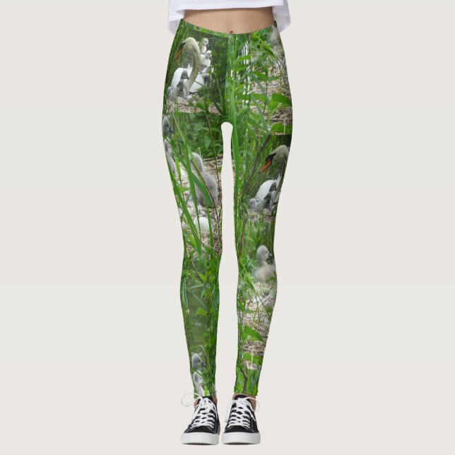 Cute Swans Pattern Legging (Front)
