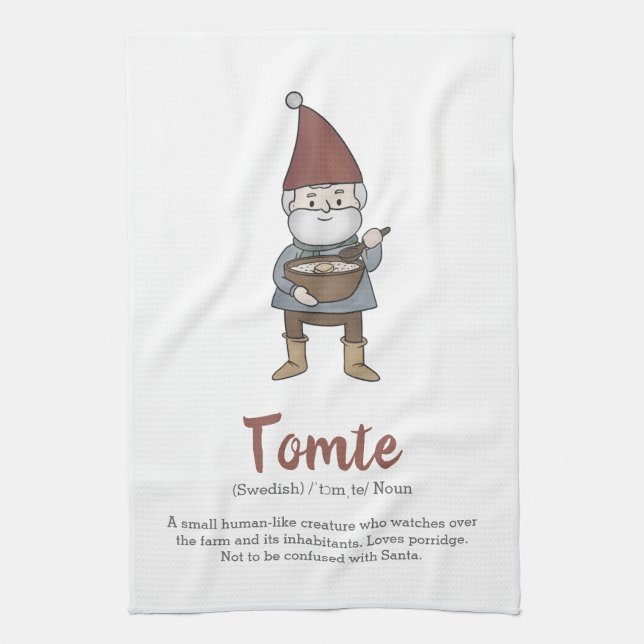 Cute Swedish Tomte Gnome Definition  Kitchen Towel (Vertical)