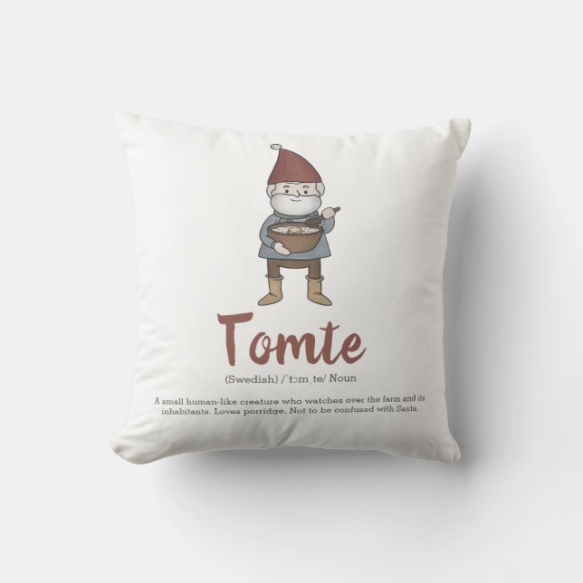 Cute Swedish Tomte Gnome Definition Throw Pillow (Front)