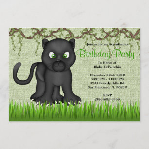 CUTE Sweet Baby Black Panther Jungle Birthday Invitation
