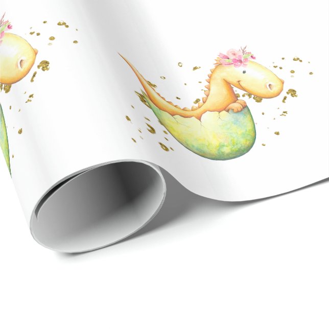 *~* Cute Sweet Baby Dragon Dinosaurs Wrapping Paper (Roll Corner)