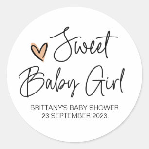 Cute Sweet Baby Girl Baby Shower Favour Thank You Classic Round Sticker